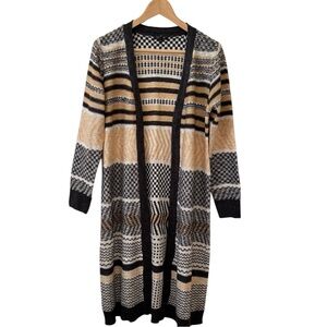 NWT Lety & Me Duster Striped Long Cardigan Sweater Warm‎ Neutral Colors Cozy